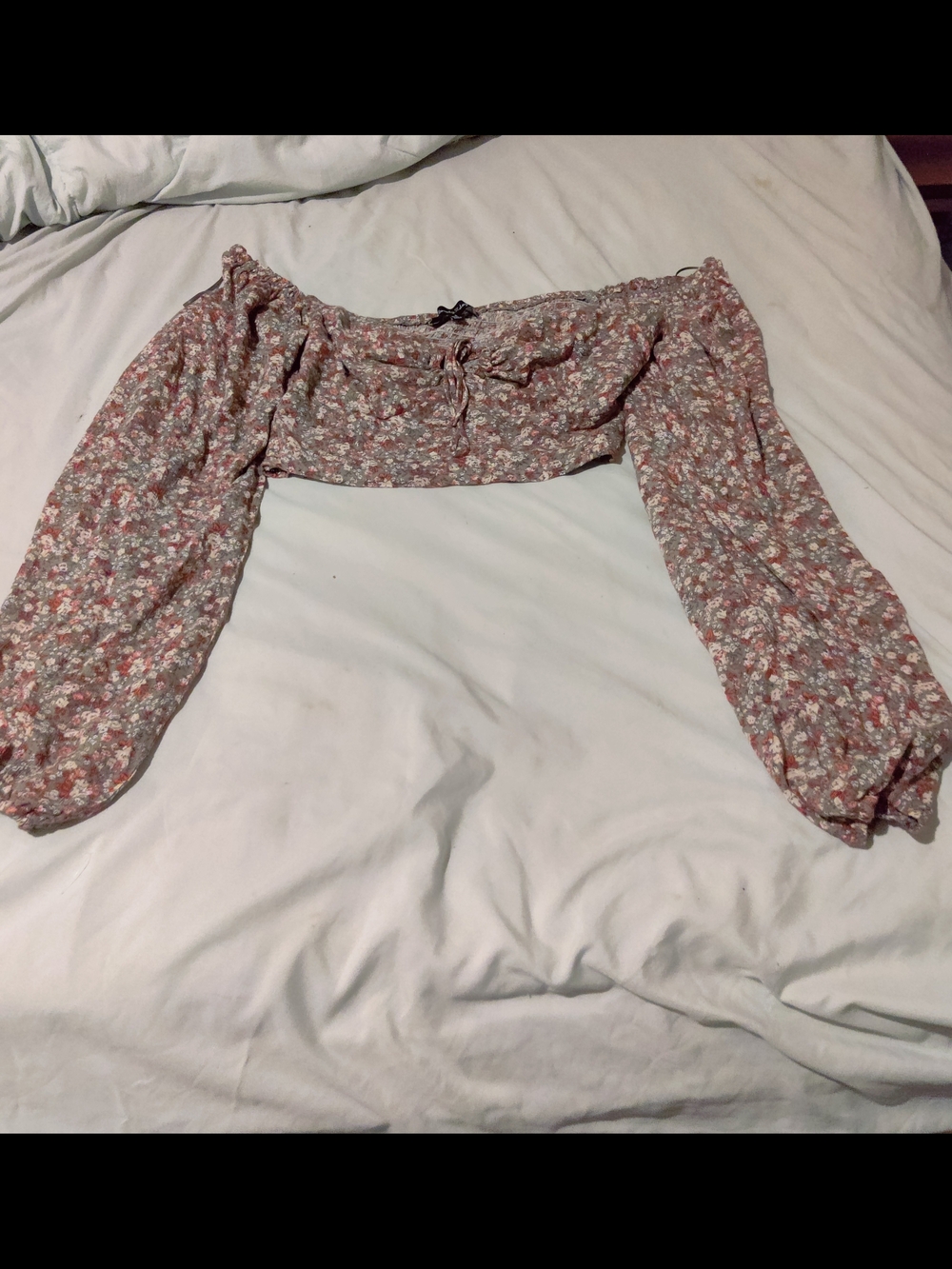 Lovely Day Floral Off-The-Shoulder Crop Top Size- Small